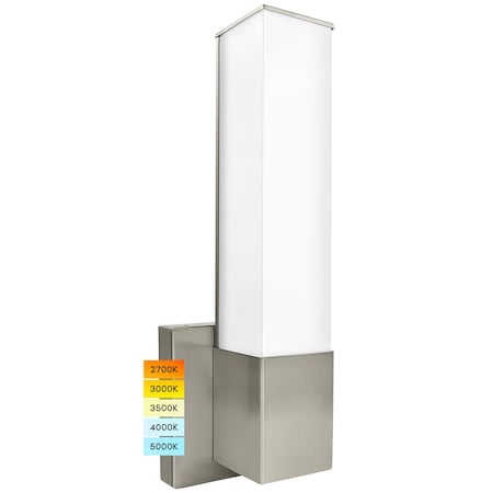 Luxrite 14in Square Modern LED Wall Sconce Brushed Nickel 5CCT 2700K-5000K 16W 1000LM Dimmable Damp Rated LR32167-1PK